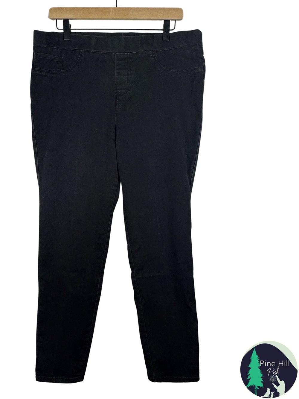 Hannah Jeans XL Black High Rise Pull On Skinny Ankle Stretch Classic Minimalist